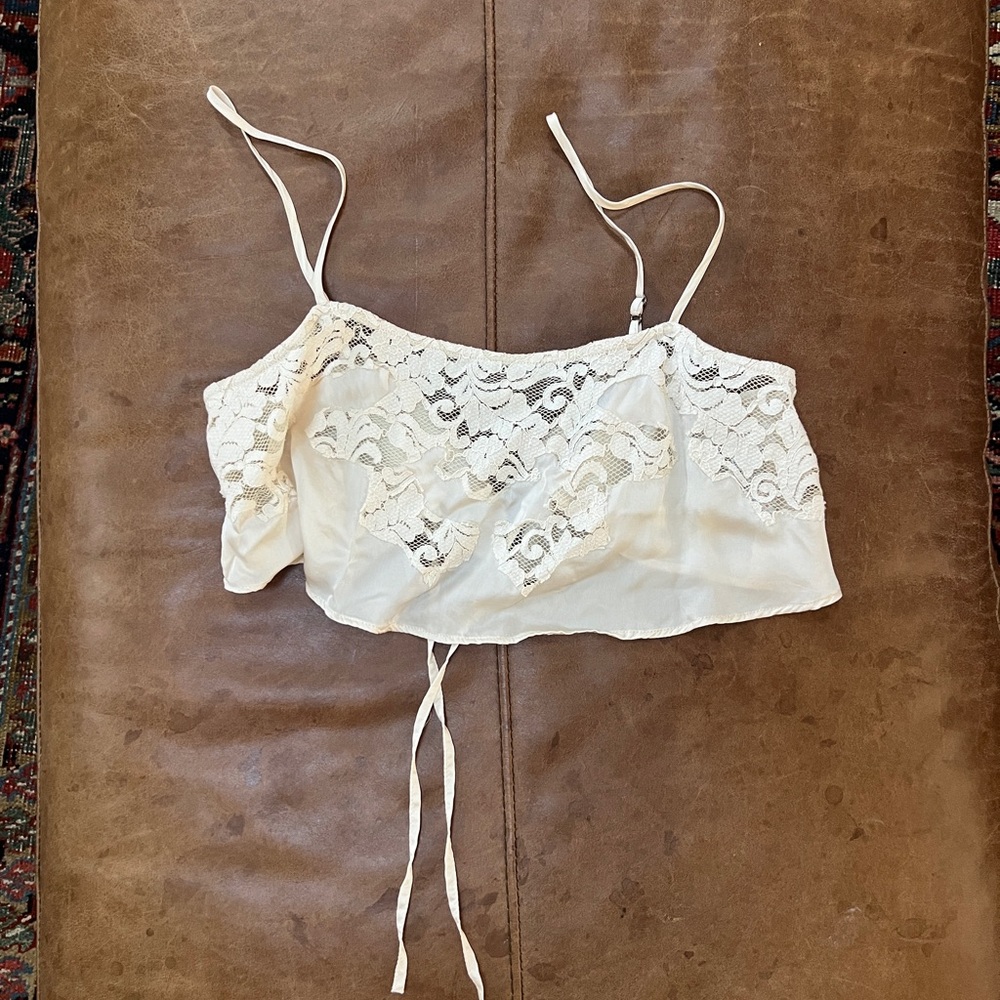 Champagne lace cami top with adjustable straps